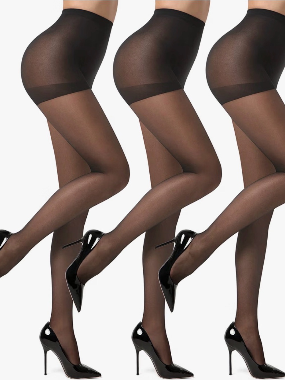 Sheer Black Women's Control Top Tights